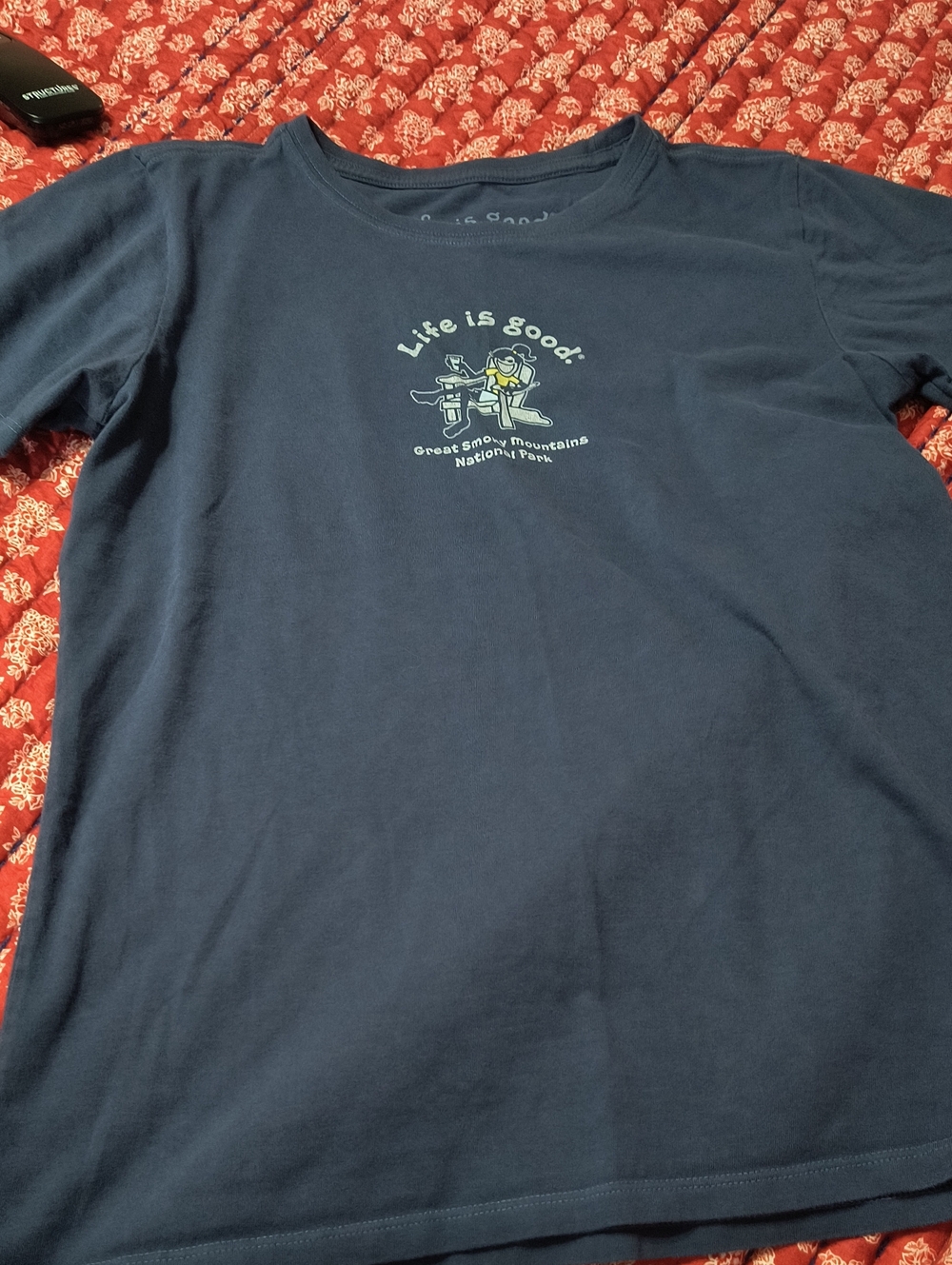 Life Is Good Vintage Navy Long Sleeve Tee with Smoky Mountains Graphic
